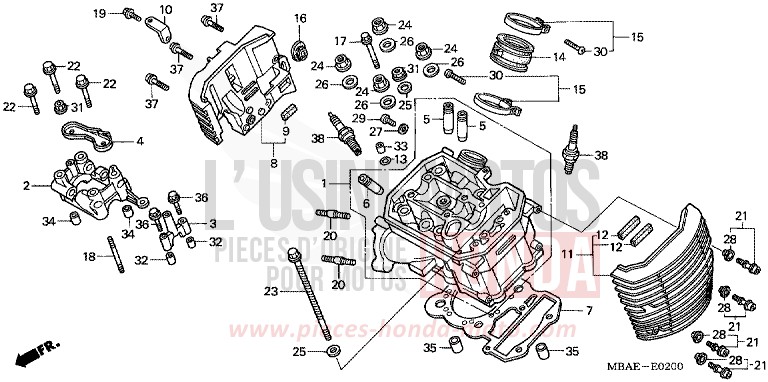 CYLINDER HEAD (FRONT) for Shadow Aero LIGHT CUPPER METALLIC-S (YR118K) from 2000